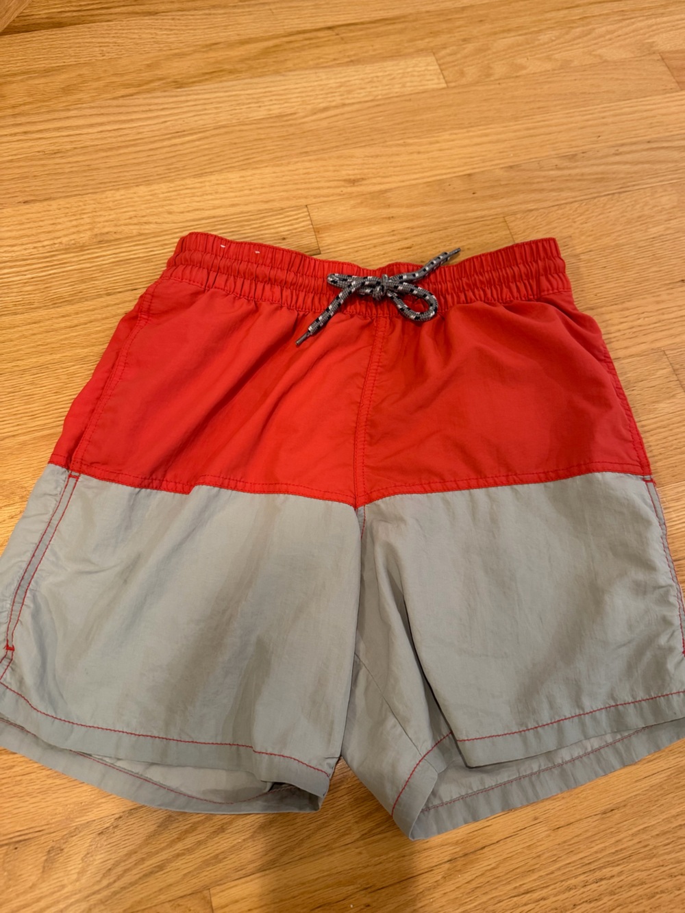 Merona Red and Light Gray swim trunks
